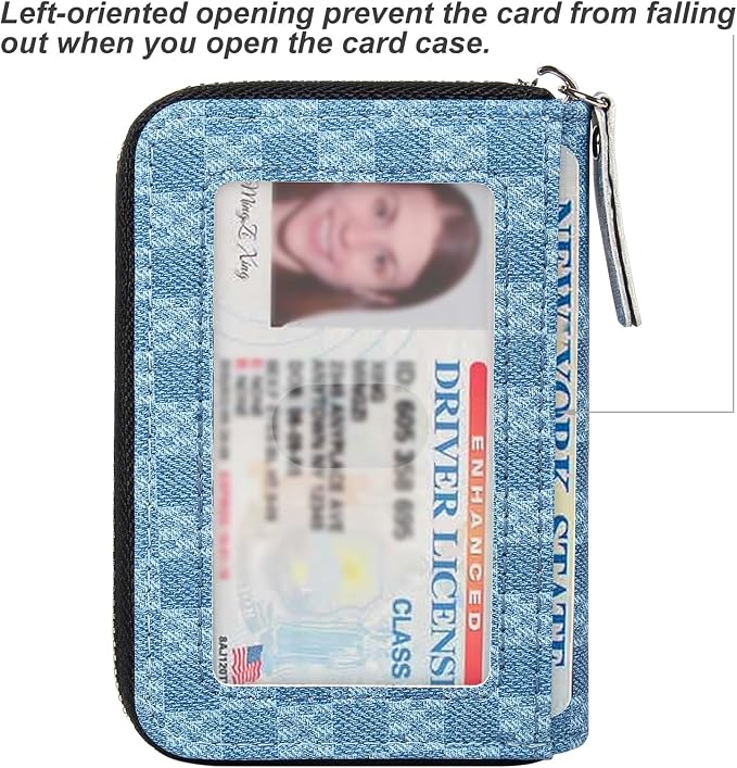 Credit Card Wallet, RFID Card Case Wallet, Zipper Card Cases Holder for Men Women, RFID Blocking, KeyChain Wallet, Compact Size Card Organizer Case for Women