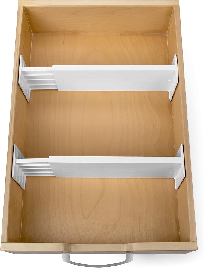 Dial Industries Adjustable Dresser Drawer Clothes Organizer Dividers, Set of 2, 4.5" Deep
