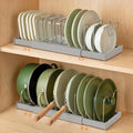 2 Pack Expandable Pot Lid Organizers with 10 Adjustable Dividers | 12.6-22.4 Inch Pots and Pans Organizer Rack Under Cabinet, Countertop, Pan Lids, Bakeware, Food Container Lids, Grey
