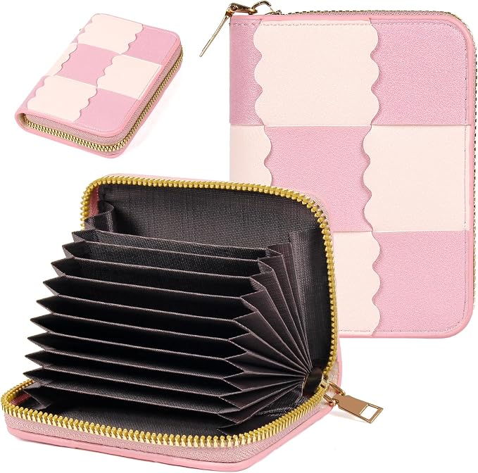 Credit Card Wallet, RFID Card Case Wallet, Zipper Card Cases Holder for Men Women, RFID Blocking, KeyChain Wallet, Compact Size Card Organizer Case for Women