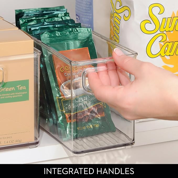 iDesign Stackable Storage Bins, 4 Different Sizes, 4 Pack, Clear | For Kitchen or Pantry, Made in USA