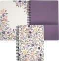 Steel Mill & Co Cute Floral Mini Spiral Notebook, 8.25" x 6.25" Journal with Durable Hardcover and 160 Lined Pages, Purple Vine Ditsy