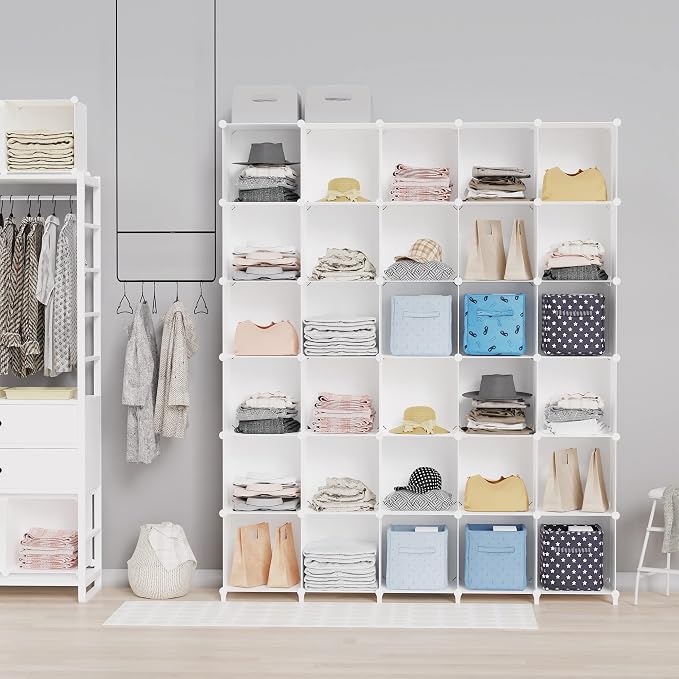 HOMIDEC Closet Organizers and Storage, 9 Cube Storage Organizer, White | Portable Closet Organizer System, Storage Cubes Shelves, for Bedroom, Kids Room, Bathroom, Wardrobe