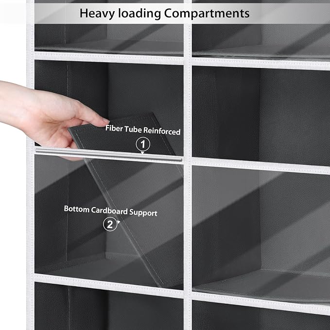 Univivi Hanging Door Organizer, 6 Tiers Large Over Door Storage, Dark Grey | High Load-Bearing Capacity, 4 Sturdy Hooks, Easy Installation, Hanging Door Organizer for Closet, Bedroom, Nursery, Sundries