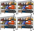 Heavy Duty Garage Shelving with Wheels: 55.5" W x 24" D x 81" H 4 Tier Wire Metal Storage Shelves, Adjustable NSF Commercial Shelf, Rolling Tote Rack Organizer for Pantry, Warehouse, 4PCS