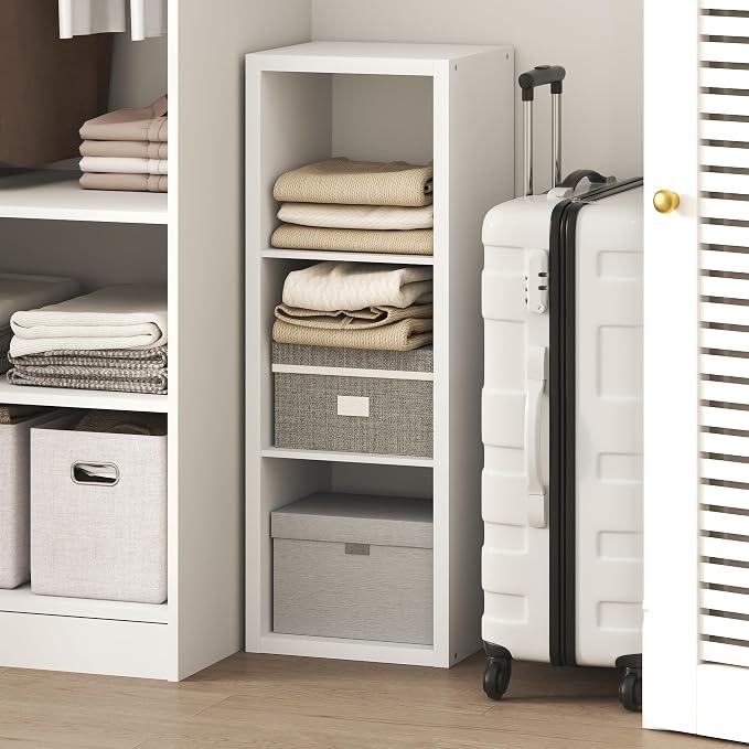 Furinno Cubic 3-Cube Closet Organizers and Storage, Closet Organizer, White | Open Shelf Closet Storage, Closed Back, Extra Thick Frame, for Wardrobe, Bedroom, Living Room