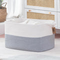 COMFY-HOMI Large Rectangular Blanket, Cotton Rope Woven for Storage, LaundryHamper, Storage,Toy Organizing Bin with Handle, Organizer and Storage-22x15x12-
