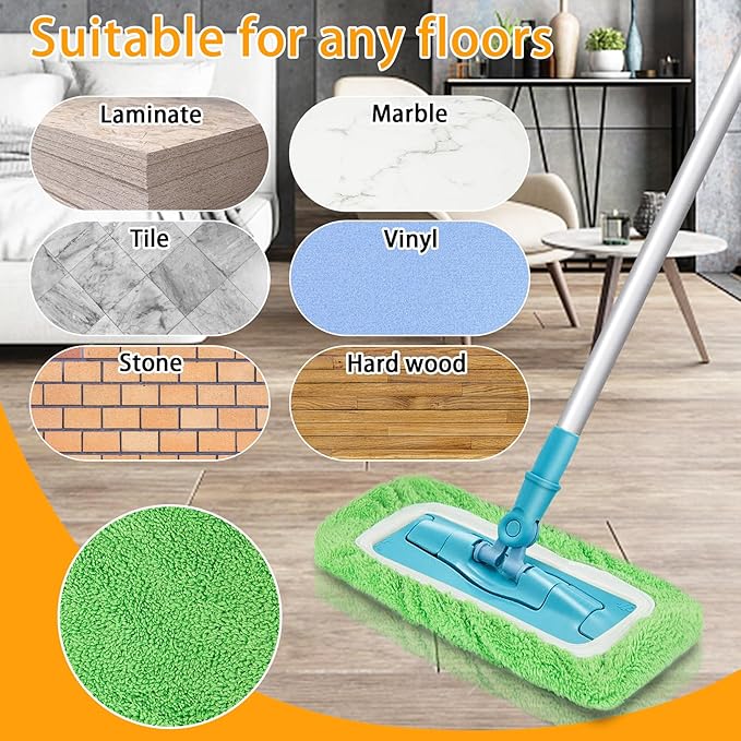 Unoutur Reusable Dry Sweeping Cloths Microfiber Wet Mop Pads Compatible with Swiffer Sweeper Mop Replacement Sweeping Mopping pad Refills for Hardwood Surface Floor Cleaning (10PCS)
