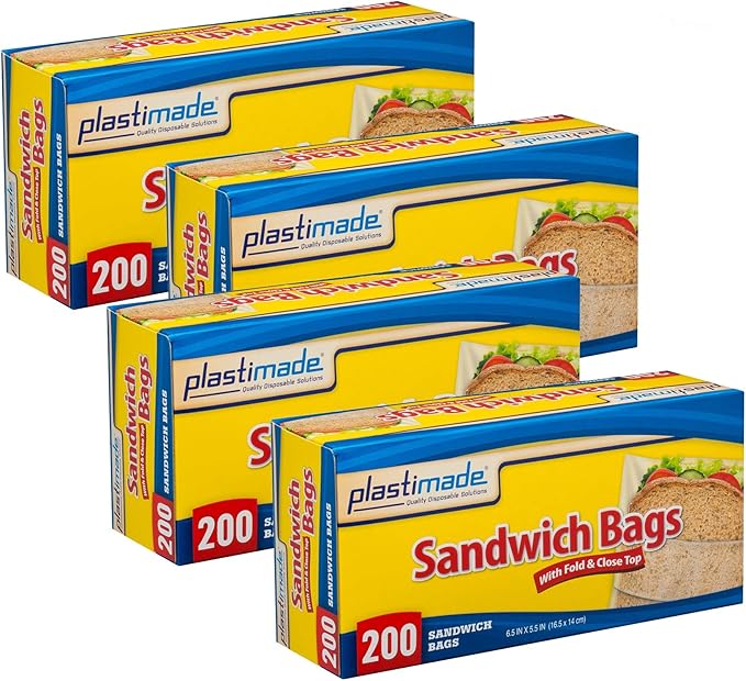 Sandwich Bags With Fold & Close Top (6.5 in X 5.5) in 200 Count Pack of 4