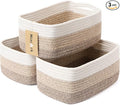MiniArk Small Storage Baskets for Organizing | Closet Organizer Bins | Shelf Toy Basket | Woven Rope Baskets | Cube Decorative Box | Shallow Basket | 13x8.5x5.1” | 3 Packs Gradient Brown