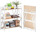 UDD No Assembly Wide Folding Bookshelf, 34" H x 30.9" W, 3 Tier Foldable Book Shelf Industrial Bookcase, Vintage Collapsible Storage Shelves for Home Office Living Room Bedroom, Light Oak White