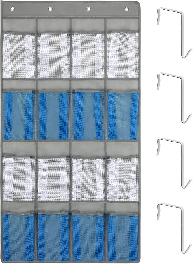 F-color Over the Door Organizer for Cruise - 16-Pocket Hanging Organizer | Tool-Free Mount with 4 Metal Hooks, See-Through Mesh Pockets, Lightweight & Foldable, Space-Saving for Travel and Daily Use