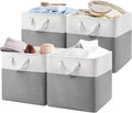 Patvingot 13x13x13 Cube Storage Bins,4 Pack Large Foldable Fabric Storage Cubes with Handles for Organizing Home, Closet, Shelf, Office(White&Gray)