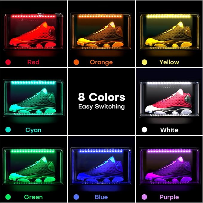 Oltraman LED Smart Shoe Boxes Display Case, Stackable Storage Organizers