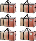 VENO 6 Pack Clear Moving Bags, 90L Extra Large Transparent Storage Totes, Heavy Duty 50lbs Load, Reinforced Handles, Zippers & Tag, See-Through Packing Boxes for Organizing Closet, Bedding, Clothes