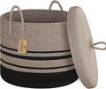 Extra Large Woven Basket with Lid, 18" X 14" Wicker Blanket Storage Basket Living Room, Tall Rope Storage Baskets for Toys, Decorative Kids Toy Bin Box with Cover, Baby Laundry Basket Hamper