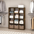 Furinno Cubic Extra Thick 12-Cube Closet Organizers and Storage, Amber Pine | 14.6 x 44 x 58 in, Open Shelf Closet Storage, Closet Organizer, for Wardrobe, Bedroom, Living Room