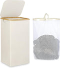 iEGrow Laundry Basket with Lid, 110L Large Laundry Hamper with Handle and Lid, Collapsible Clothes Basket Organizer with Removable Inner Bag for Clothes Toys Towels - Beige