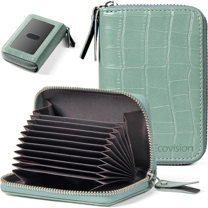 Credit Card Wallet, RFID Card Case Wallet, Zipper Card Cases Holder for Men Women, RFID Blocking, KeyChain Wallet, Compact Size Card Organizer Case for Women