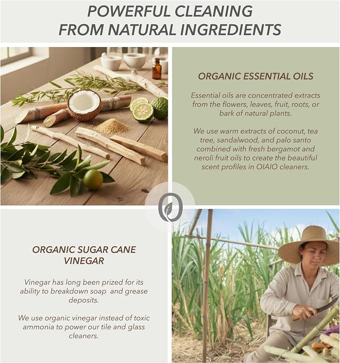 Non-Toxic Wood Cleaner - Natural Organic Ingredients that Truly Perform - 2-PACK (48oz) - Light Coconut & Palo Santo Scent