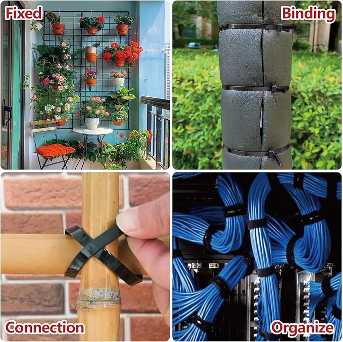 Zip Ties Heavy Duty 8 inch (500 Pack), Heavy Duty Cable Ties with 120 lb Tensile Strength for Outdoor Use, Black Wire Ties, Paloka