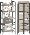 Homeiju Folding Bookshelf,5 Tier Bookcase Foldable Shelf with X-Bracket Design, Adjustable Feet, Space Saving Storage for Living Room, Office