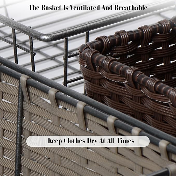 Pull-out Clothes Storage Basket,Stackable Shelf Baskets Organizer,Stackable Storage Bins,for Wardrobe and Closet Drawer in Bedroom Office(White,25.98-27.95in)