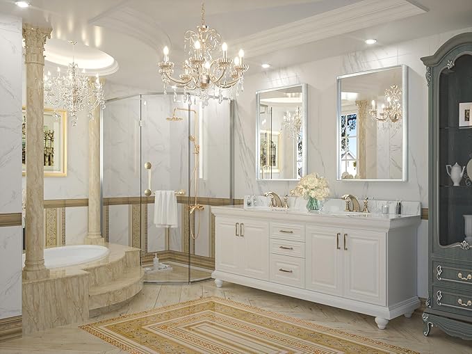 Keonjinn Brushed Silver Bathroom Mirror 24 x 36 Inch, Silver Rectangle Wall Vanity Mirror, Metal Framed Modern Rectangular Mirrors, Decorative Square Corner Farmhouse Mirrors(Horizontal/Vertical)