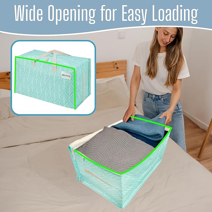 VENO 8 Pack Extra Large Heavy Duty Moving Bags with Wide Opening & Reinforced Handles, Reusable Storage Tote Bags with Strong Zippers for Clothes, College Dorm Essentials & Moving Supplies