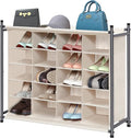 STORAGE MANIAC Stackable Shoe Cubby Organizer, Free Standing Shoe Cube Rack for Entryway, Bedroom, Apartment, Closet, 20-Cube Beige