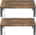 ECOLOVI Adjustable Wood Computer Monitor Stand Riser for Desk, Office Desk Organizer and Accessories for Monitor, Laptop, PC, Printer, Office Desk Accessories Workspace Organizer for Home Office Supplies, Brown 2-Pack
