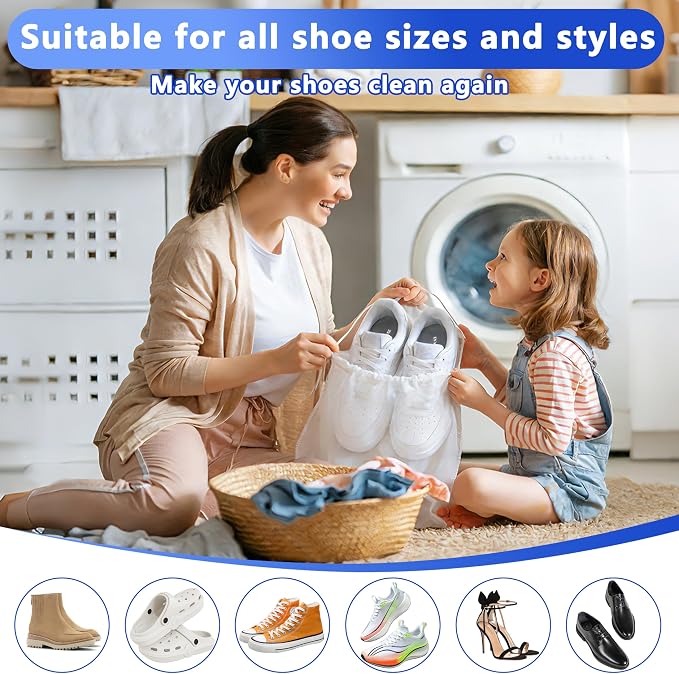 2Pcs Reusable Shoe Washing Machine Bag for Washer and Dryer:Free Up Hands, Prevent Deformation,shoe bag with Zipper Protection Design, Use for all Shoes,Sports Shoes(Blue)