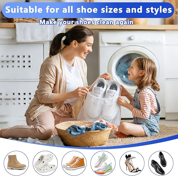 2Pcs Reusable Shoe Washing Machine Bag for Washer and Dryer:Free Up Hands, Prevent Deformation,shoe bag with Zipper Protection Design, Use for all Shoes,Sports Shoes(Yellow) (A-Pink)