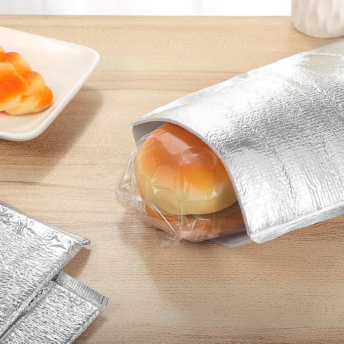 UPKOCH Disposable Foil Insulation Bags 11.81X7.87 Inch Thick Thermal Food-Keeping Pouches for Takeout Picnic Travel Fruit Storage