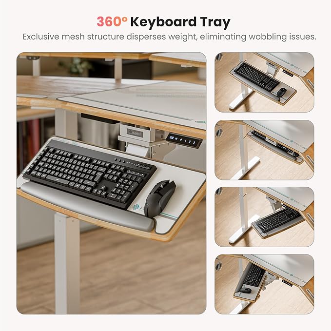 EUREKA ERGONOMIC Solid Wood Top Gaming Desk with Keyboard Tray, 72" Wing Shaped Music Studio Table with LED Shelves, Heavy Duty Gaming Recording Live Stream Desk, Cable Slot Design
