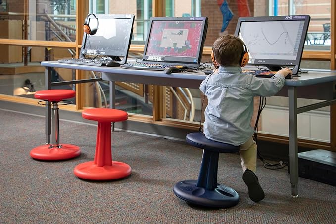 KORE Design Wobble Stool Chair, Girls + Boys Kid Desk Stools, Ergonomic Small Office Chairs, Flexible Seating for Active Kids, ADD/ADHD, Classroom, School, Home, Preschool (12in), Age 4-5 yrs, Purple
