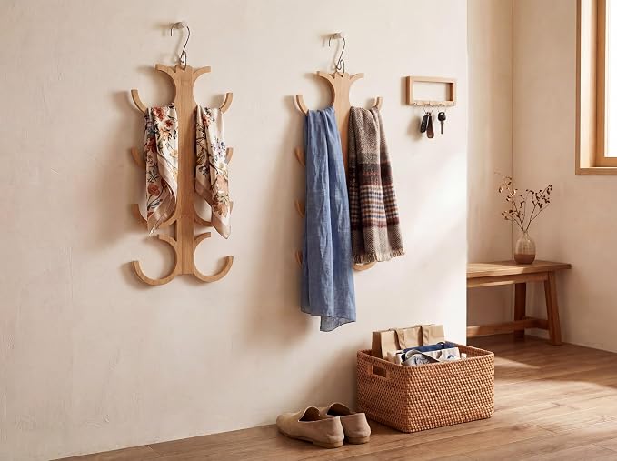 Scarf Hanger Holder Organizer Tank Top Hanger 8 Hook Space Saving Closet Accessory for Closet, Dorm & Home,Scarfs,Ties(1, Semi-Circular Open Hanger)