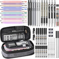 Nicpro 50 PCS School Supplies Stationary Set with Pencil Case - 6 Gel Pens & Refills, 12 Highlighters, 6 Art Mechanical Pencil Set, 12 Tube lead Refills for College Essentials Office Stationery -Black