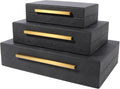 Set of 3 Decorative Boxes with Lids, Faux Shagreen Nesting Decorative Box for Home Decor, Jewelry Boxes, Photo Boxes, Keepsake Storage Boxes (Black)