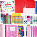 Gilprop 39 Pcs Back to School Supplies Essentials Bundle Include Pencils Scissors Ruler Eraser Crayon Sharpener Notebook Pencil Case Folder Notebook(Pink)