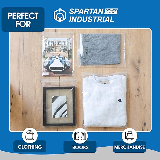 Spartan Industrial - 13" X 15" (100 Count) 2 Mil Clear Reclosable Zip Plastic Poly Bags with Resealable Lock Seal Zipper