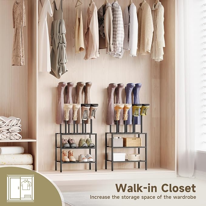 Detachable Boot Rack For Tall Boots Organizer,Outdoor Shoe Rack Storage | 3-Tier Multiuse Shoe Rack For Tall Boots,Closet Organizers And Entryway Storage,Suitable For All Seasons