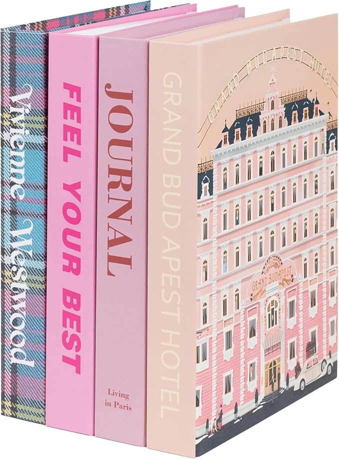 PROBENEX Velvet Medium | 4 PCS Faux Decorative Books for Home Decor | Not Real Books (Cardboard Boxes) | Coffee Table, Shelf Styling & Modern Aesthetic Accent Pieces for Living Room, Office