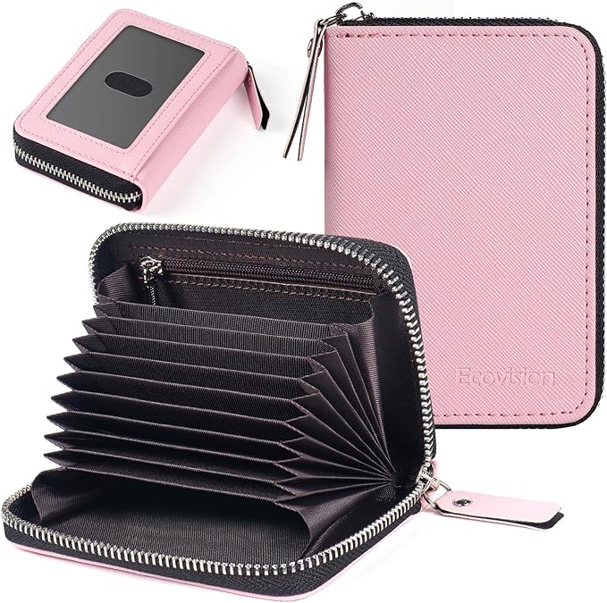 Credit Card Wallet, RFID Card Case Wallet, Zipper Card Cases Holder for Men Women, RFID Blocking, KeyChain Wallet, Compact Size Card Organizer Case for Women