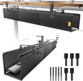Under Desk Cable Management Tray No Drill, Cable Ties Included, Eco-Friendly Canvas Material, Mesh Design for Heat Dissipation, Cable Organizer/Storage for Standing Desk(39inch, Black)
