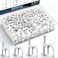 mxuteuk 200PCS Cable Clips with Steel Nails,4/6/8/10mm Round White Cable Wire Clips,Wall Clips for Cords,Cable Cord Clips for RG6 RG59 CAT6 RJ45