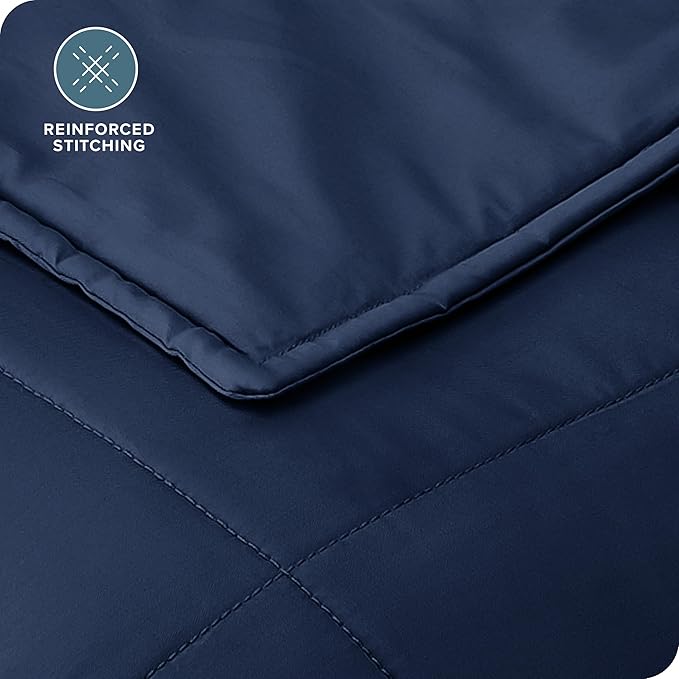 Bare Home Weighted Blanket Queen Size 22lb (60" x 80") for Adults - All-Natural 100% Cotton - Premium Heavy Blanket Nontoxic Glass Beads (Dark Blue, 60"x80")