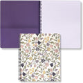 Steel Mill & Co Cute Floral Large Spiral Notebook College Ruled, 11" x 9.5" with Durable Hardcover and 160 Lined Pages, Purple Vine Ditsy