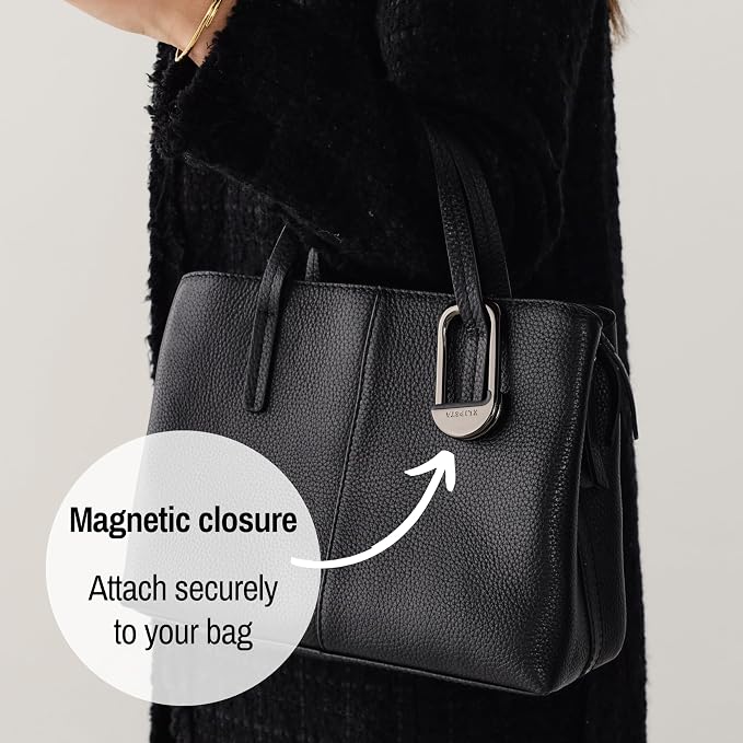 FLIP Bag Hook - Newly Redesigned. Portable Purse Hanger for Table with Magnetic Closure - Now Holds up to 50 lbs (Chrome Black)