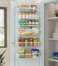 Mefirt Over The Door Pantry Organizer, Pantry Organization and Storage, 6-Tier Deep Baskets Hanging Heavy-Duty Metal, Wall Spice Rack Seasoning Shelves for Home & Kitchen, Laundry Room Bathroom, White
